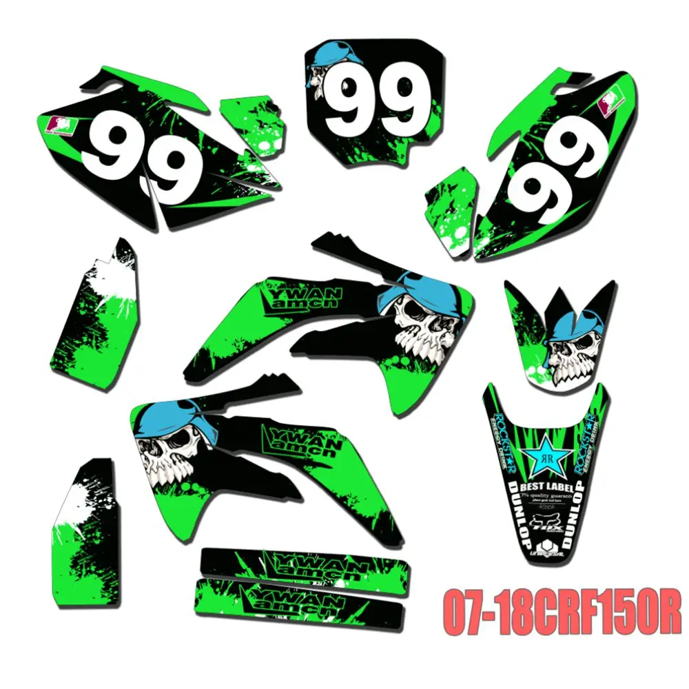 

New Full Graphics Decals Stickers Custom Number Name Glossy Bright Stickers Waterproof for 2007-2018 HONDA CRF150R