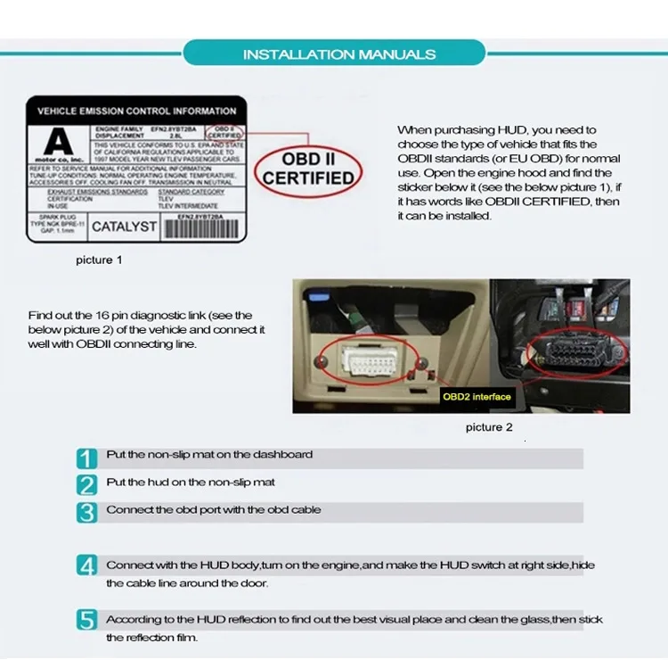 Newest Best Sell Car projector Speedometer OBD2/OBDII 3.5 inch Car HUD A200 Car Head Up Display HUD