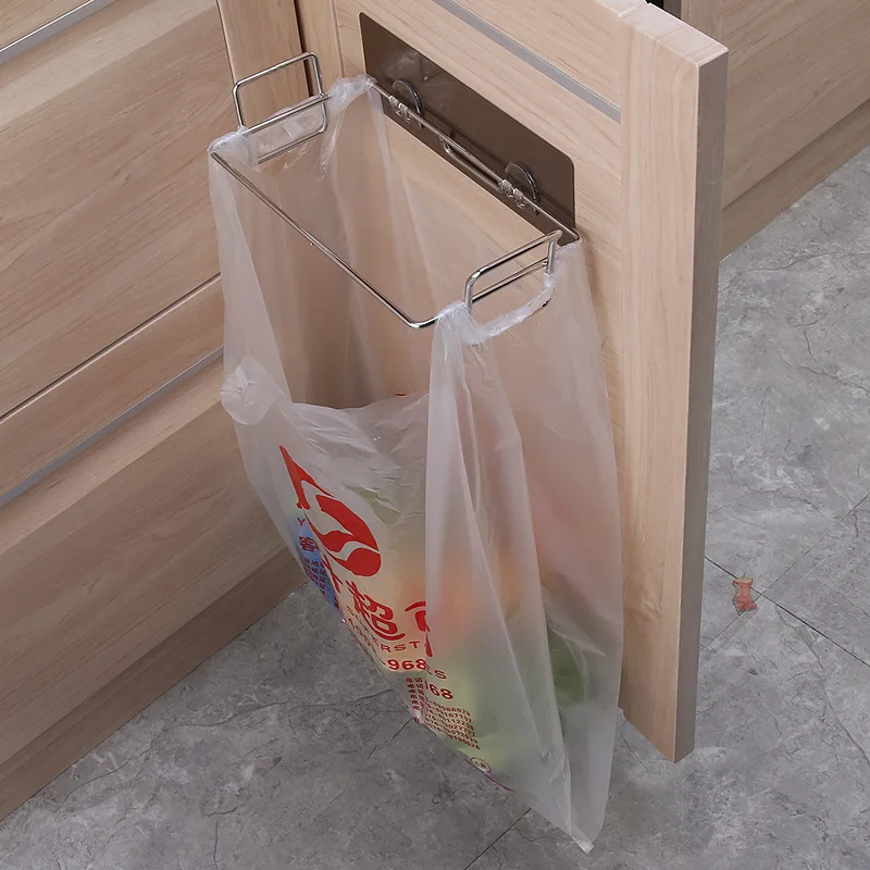 

Stainless Steel Trash Bag Rack Wall-mounted Trash Bag Holder No Perforation, Strong Load-bearing