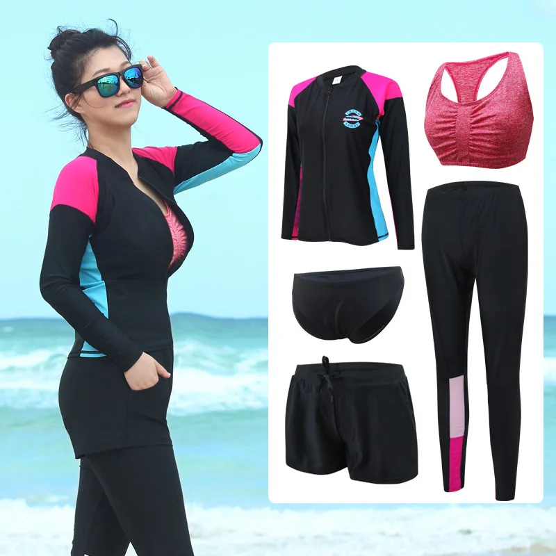 

2019 New Style Large Size Bathing Suit Split Type Fashion Sweet Romantic COUPLE'S Long Sleeve Diving Suit Sun-resistant Plus-siz