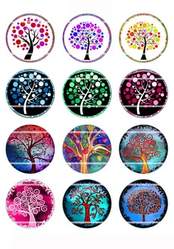 

Handmade Colorful picture Tree Round Glass Cabochons Refrigerator magnet for Necklace Decoration and Phone Chain Accessaries17