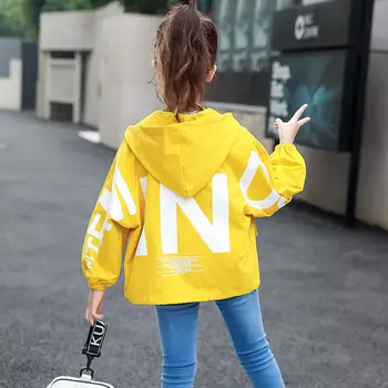 

INS HOT Baby Girls Windbreaker 4-13 Years Old Spring and Autumn Clothing Children's Mid-length Windbreaker Kid Clothing