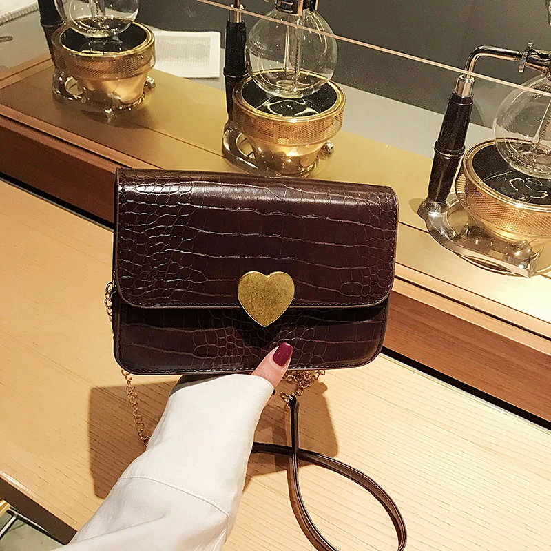 

Stone pattern 2020 new retro women's bag wild simple chain belt bag female shoulder messenger bag handbag