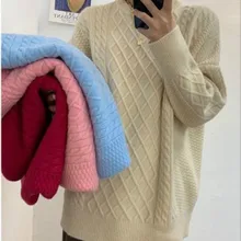 

Harajuku Sweaters Winter High Quality 2021 Autumn Spring Women O-neck Pull Jumpers Casual Twist Warm Sweater Female Korean Sweet