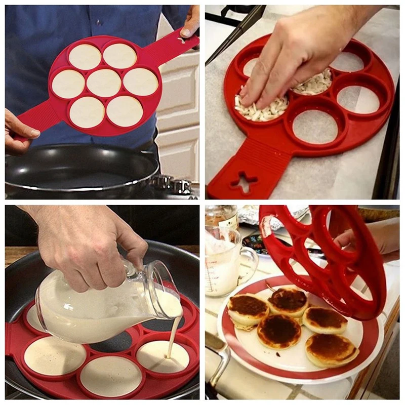 Pancake Maker forme Multiple 4 fori stampo da forno in Silicone  antiaderente anello uovo fritto per