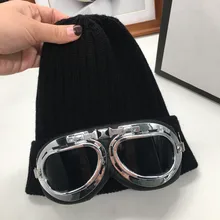 Лыжные комплекты Han Chao hat, вязаная шапка qiu dong с m большими очками, женская шапка