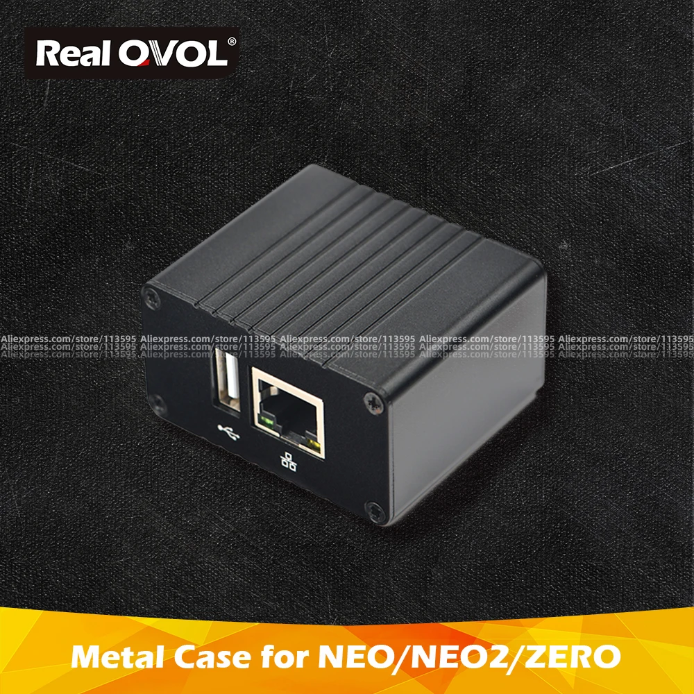 

RealQvol FriendlyELEC NEO/NEO2/ZERO/NEO2 Black Demoboard Metal Case Heat Sink outer box case