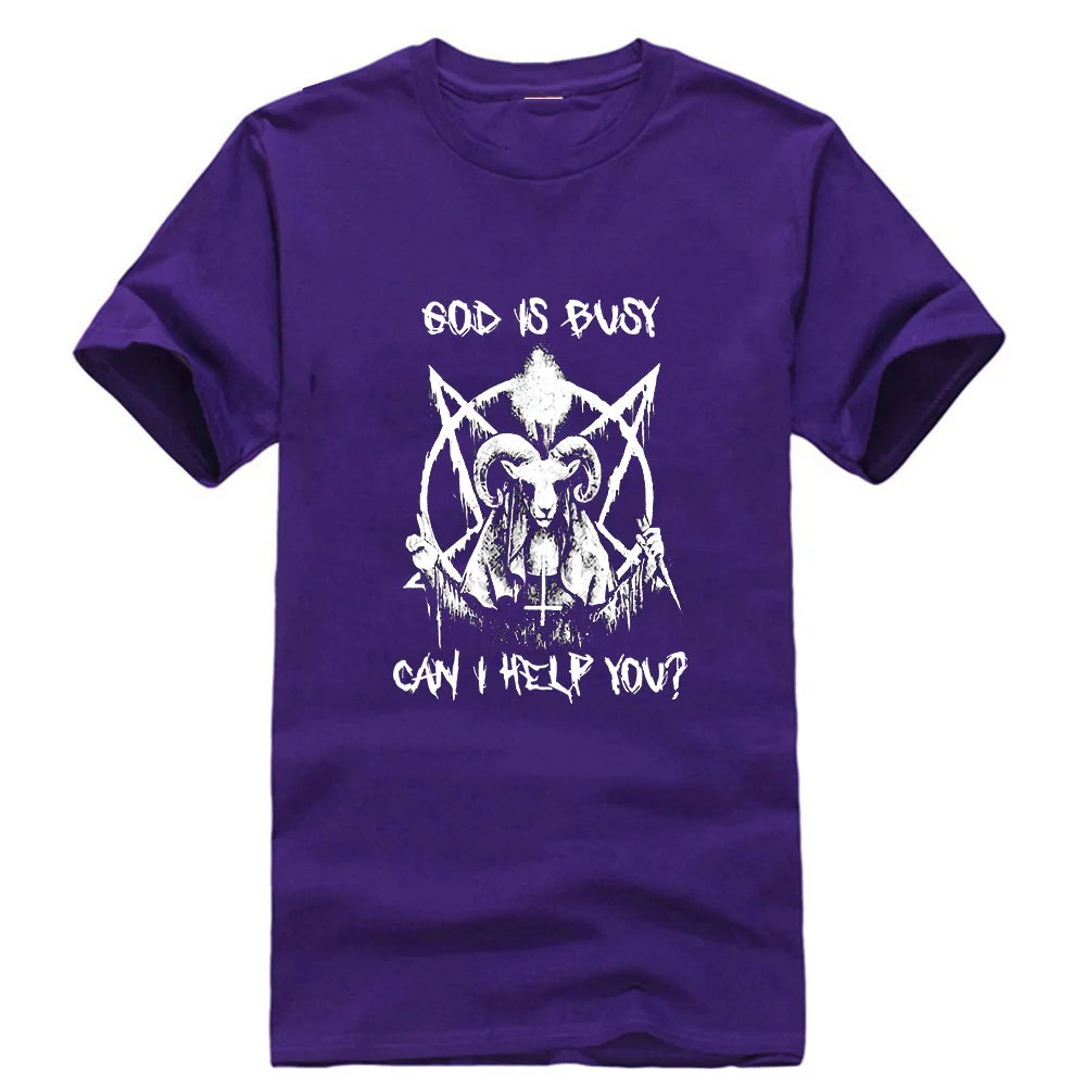 Бог занят могу ли я помочь вам Мужская футболка Черная хлопковая S-6Xl уличная футболка рубашка - Цвет: Фиолетовый