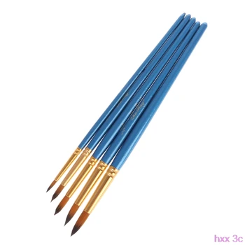 

5xWatercolor Gouache Paint Brushes Round Pointed Tip Nylon Hair Set Art Supplies
