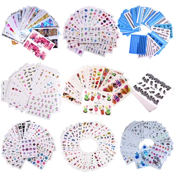 

1 Set Mixed Nail Stickers Sets Water Transfer Decals Flower Lace Cartoon Designs Slider Manicure Foils Nail Art Decoration TR830