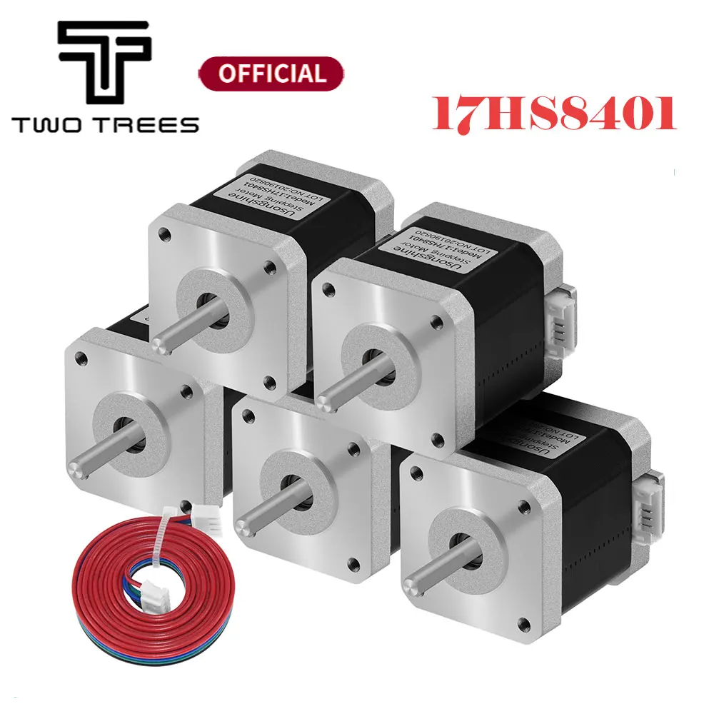 Twotrees 5PCS Nema17 Stepper Motor 48mm 42 motor Nema 17 motor 42BYGH 1.7A (17HS8401) motor 4-lead for 3D printer CNC XYZ 4.9 usongshine 1 3 5pcs nema17 stepper motor 42x42x48mm 12v 24v 1 5a 48n cm 17hs8401 2 phase 4 lead for 3d printer cnc engraver