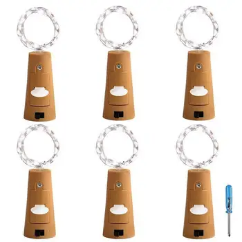 

Wine Bottle Lights 6 Pack 20 LED Wine Cork String Lights for Glass Mason Jar Fairy Lights Battery Operated for Party Wedding Chr