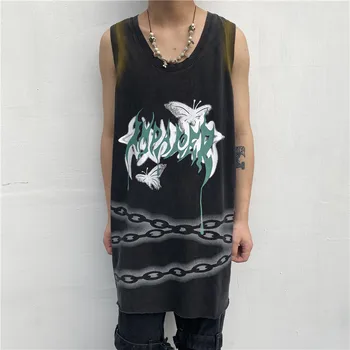 

INS Vest Men's European and American High Street Fashion Loose Individualized and Printed Hip Hop Sleeveless T-shirt Waistcoat