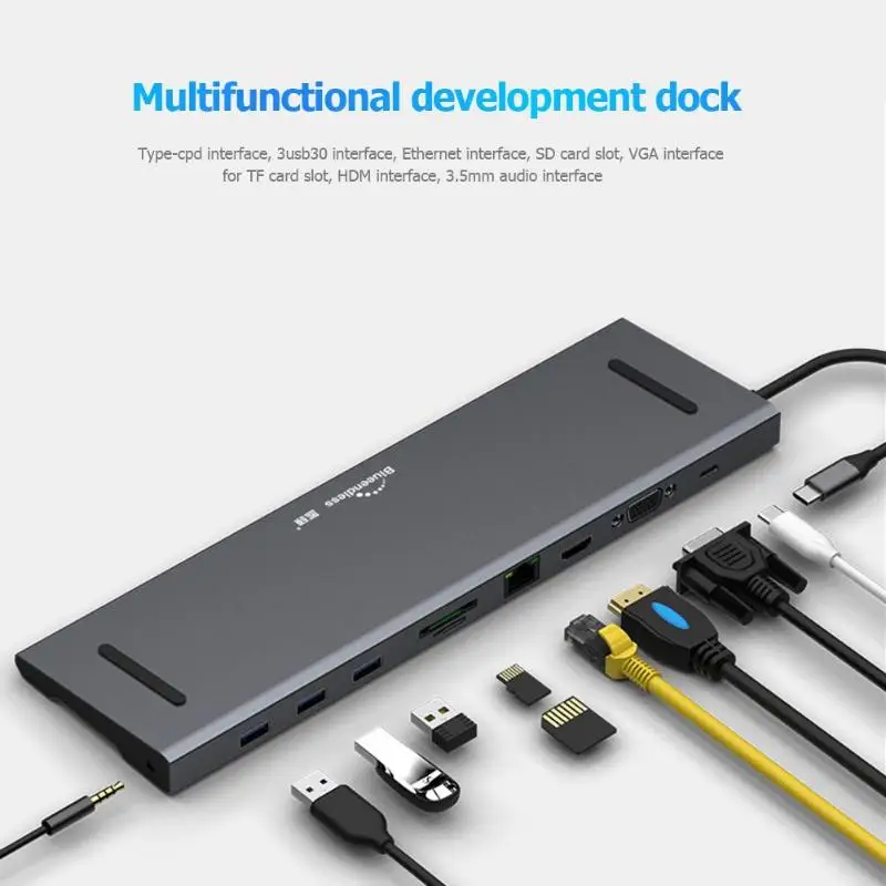 HC101C3 10 в 1 USB-C концентратор тип-c к USB3.0 HDMI DP док-сплиттер адаптер