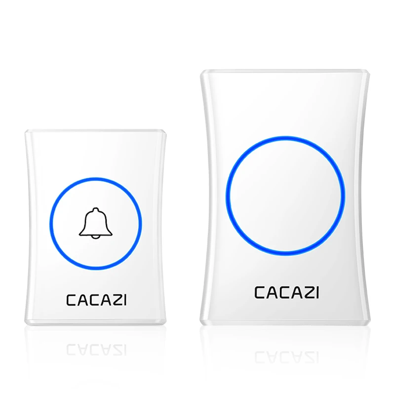 1 button 1 receiver Умный домашний беспроводной дверной звонок, водонепроницаемый, 300 м, пульт дистанционного управления, США, ЕС, Великобритания, Австралия, разъем, батарея, звонок, 1, 2 кнопки, 1, 2, 3 приемника, CACAZI - Цвет: 1 button 1 receiver
