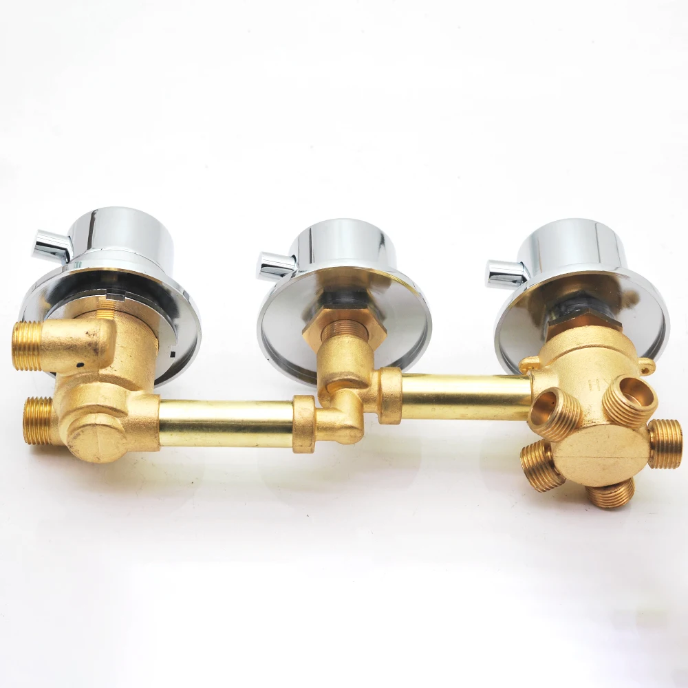 Triple Handle Thermostatic Brass Shower Faucet Shower Room Auto Thermostatic Control Valve Mixer Tap 2/3/4/5 Way Diverter bathroom faucet thermostatic mixing valve shower diverter valve
