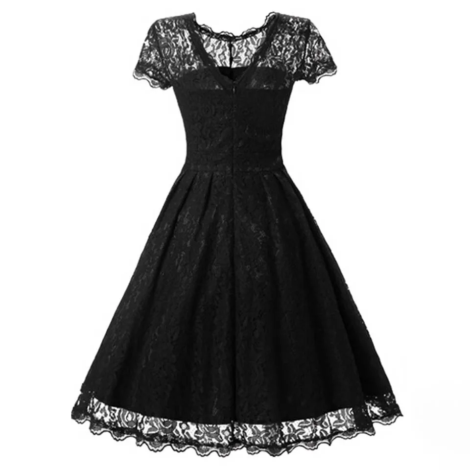 Sisjuly старинные женские платья линии 1950-х годов летнее платье кружева о шею черный пуговица элегантный женский вечерние платья для девочки