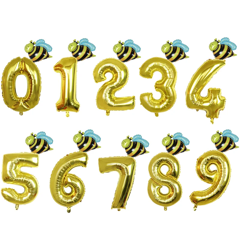 2 шт. шары из фольги с животными, 30 дюймов воздушный шар с номером, украшение на день рождения, пчела, обезьяна, Бабочка, овца, лягушка, баллон, детский душ