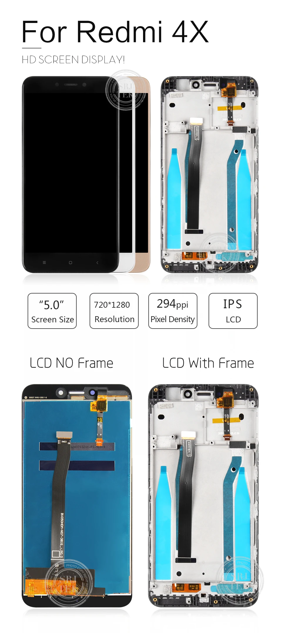 Srjtek 5," дисплей для XIAOMI Redmi 4X ЖК сенсорный экран с рамкой Замена для XIAOMI Redmi 4X Pro дисплей
