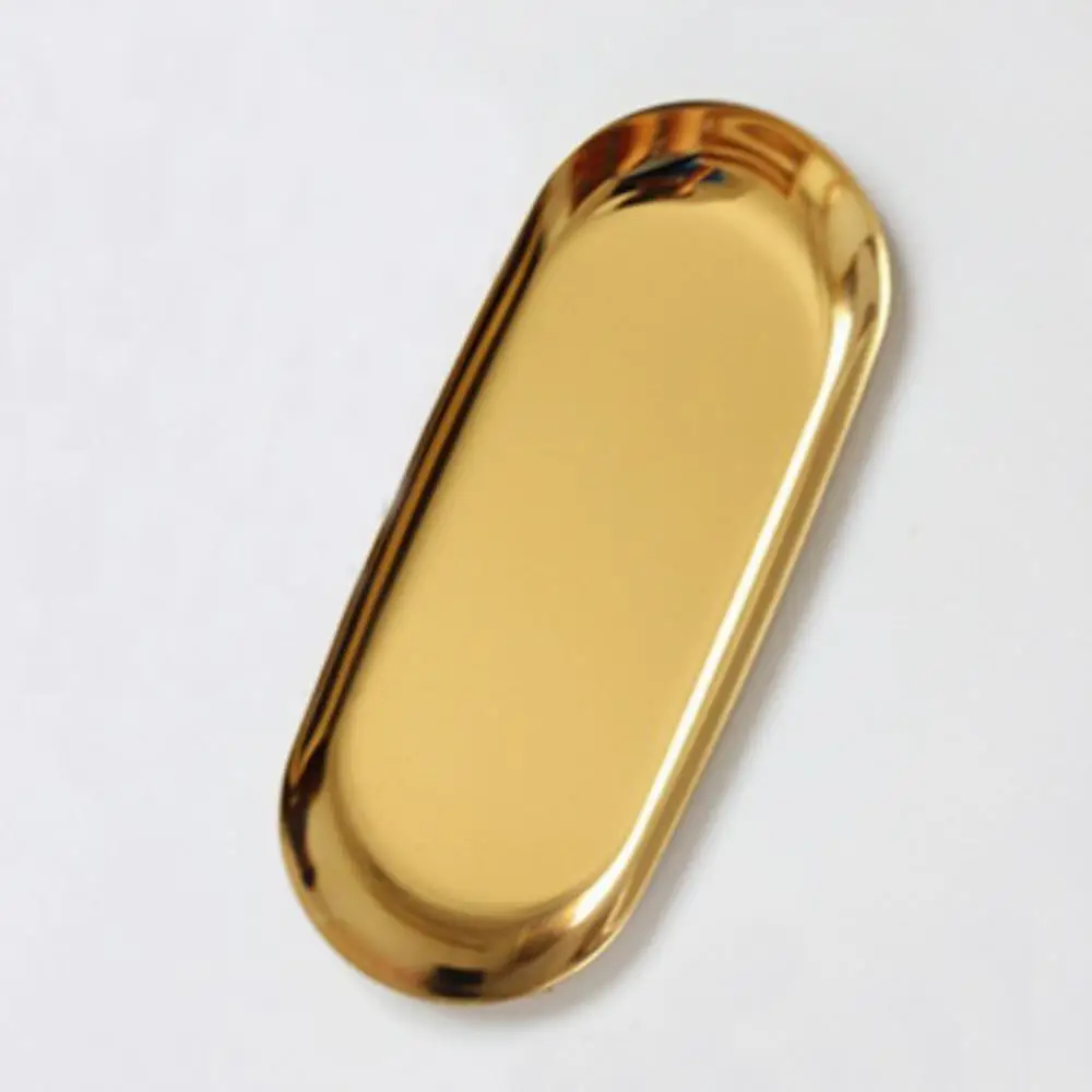 Gold Oval Big Красочный металлический поднос для хранения ювелирных изделий, поднос для тарелок, овальная форма сердца, маленький предмет, ювелирное изделие, ожерелье, кольцо, серьги, дисплей, поднос, контейнер - Цвет: Gold Oval Big