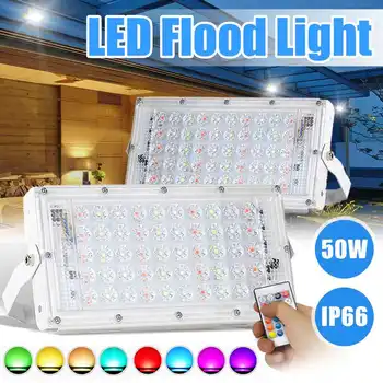 

50W RGB LED Flood Light Spotlight AC220V Projector Led Chip IP66 Outdoor Lighting Waterproof Remote Control Led Landscape Lights