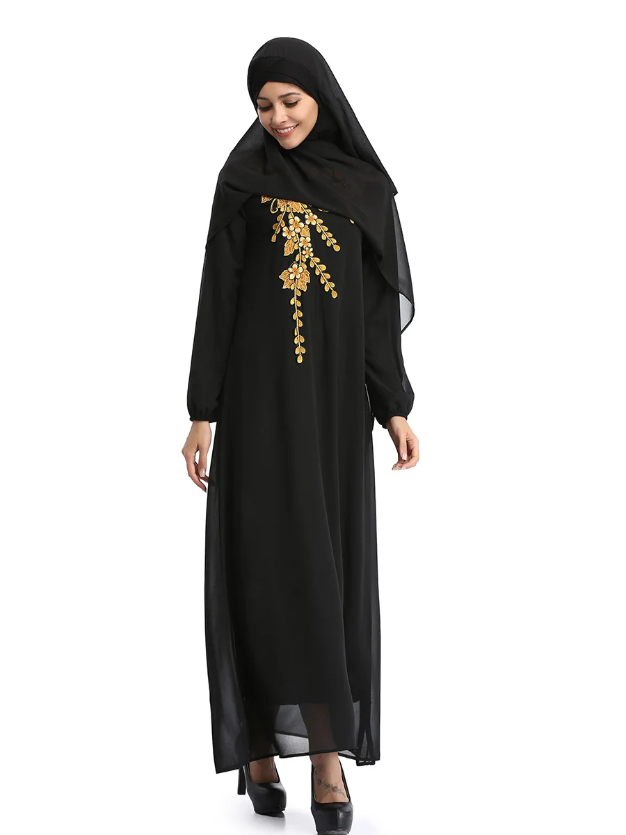 yellow muslim dress Абая, для мусульман платье хиджаб кафтан арабский Ближний Восток халат мусульманская одежда для Дубай одежда вышивка длинный кафтан Турецкая молитвенная одежда - Цвет: yellow muslim dress