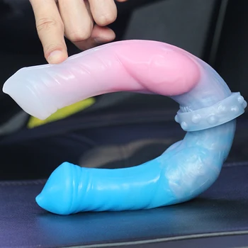 LUUK 40CM Super Long Double Head Horse Dick Huge Kont Dildo Soft Liquid Silicone Anal Plug Sex Toys For Women Lesbian Products 5
