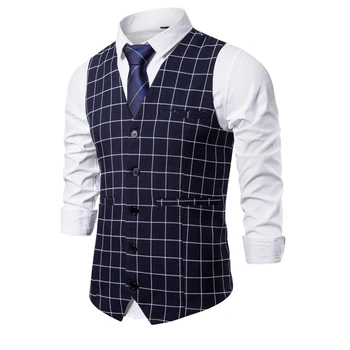 

Men Smart Casual Vest 2019 Men Suit Vests Mens New Arrival Lattice Waistcoat Business Vests Men Gentleman Suit Tops S-3XL