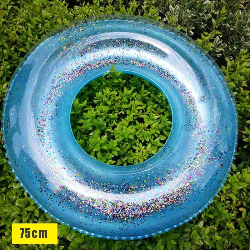 Горячая прозрачный надувной плавающий трубчатый Блестящий Плот круглый плавательный круг для летнего бассейна - Цвет: 12