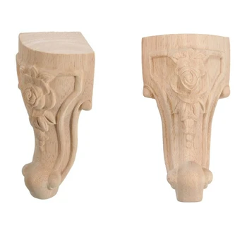 

8Pcs Wood Carved Rose Foot Frame Decor Furniture Table Craft Unpainted Door Decor - 4Pcs 15 x 6 Cm & 4Pcs 12 x 6 Cm