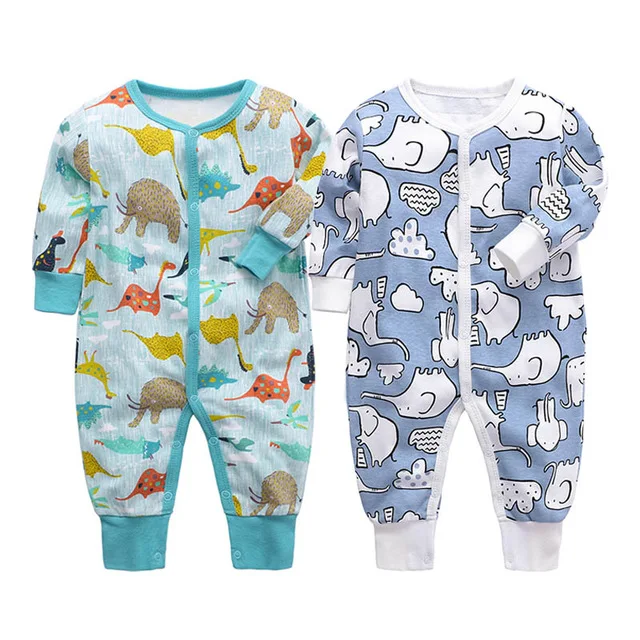 Детский комбинезон, пижамы для новорожденных, детская одежда для сна из хлопка, мягкая одежда для мальчиков и девочек, одежда с длинными рукавами для детей 3, 6, 9, 12, 18, 24 месяцев - Цвет: Белый