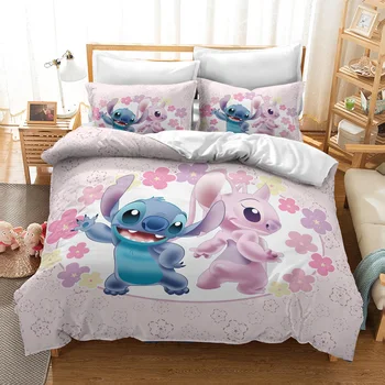 

Cartoon Lilo & Stitch 3d Printed Bedding Set Bed Linen Bedclothes Twin Full Queen King Duvet Cover Set with Pillowcases