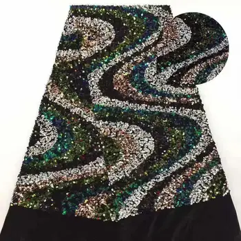 

hot Velvet Lace Fabric With Sequins Nigerian French Velvet Lace Fabric High Quality Sequined Velvet For Wedding Dress FR-1122