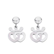 Серьги с двумя сердечками, ювелирное изделие в виде короны для женщин, милые серьги в виде сердца, серьги-гвоздики из нержавеющей стали для девочек, подарок на Рождество