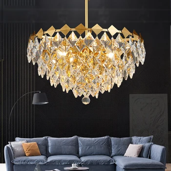 

Crystal light luxury chandelier bedroom lamp dining room after modern minimalist atmosphere net red light creative Nordic living