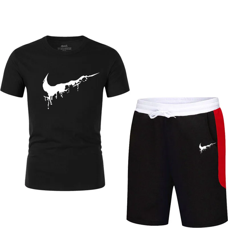 Quality Men's Sets T Shirts+shorts men Brand clothing Two piece suit tracksuit Fashion Casual Tshirts Gyms Workout Fitness Sets