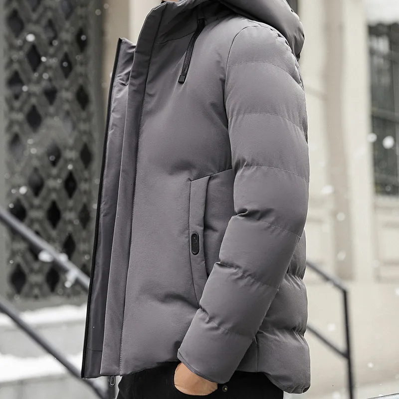 New Winter Jacket Men's Warm Fashion Thick Parka Men Solid Color Casual Hooded Coat Man Wild Loose Cotton Jacket Male Clothes