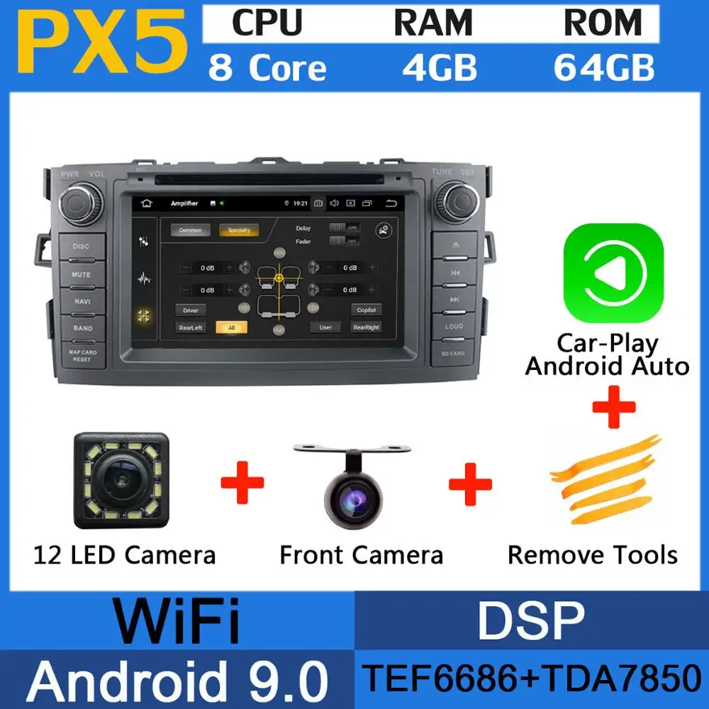 5 USB порт PX6/восьмиядерный Android 9,0 автомобильный dvd-плеер для TOYOTA AURIS 2006 2007 2008 2009 2010 2011 хэтчбек автомобильный радио gps DSP - Цвет: PX5-Carplay