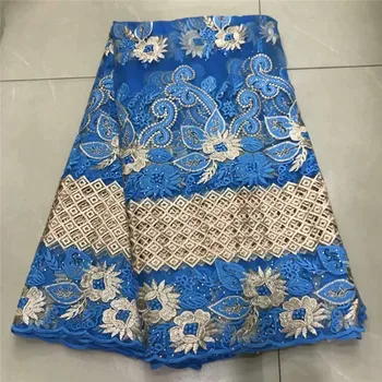 

Graceful sky blue party dress apparel cloth African mesh material French net lace fabric for lady dress ZQN237(5yards/lot)