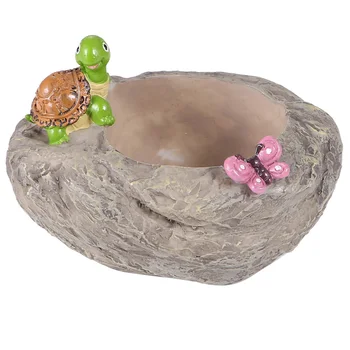 

Cute Flowerpot Resin Turtle and Butterfly Design Succulent Planter Desktop Decor Storage Container for Home Office (Green)
