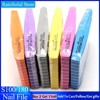 

60pcs/lot sponge Nail Files For Manicure 100/180 Strong Thick Sandpaper Sanding Nails File Buffs Buffing Boat Nail Care Tools