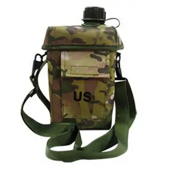 

HobbyLane 2L Square US Square Barrel Large Capacity Outdoor Camouflage Plastic Water Bottle Army Fan Camping Strap Water Bottle