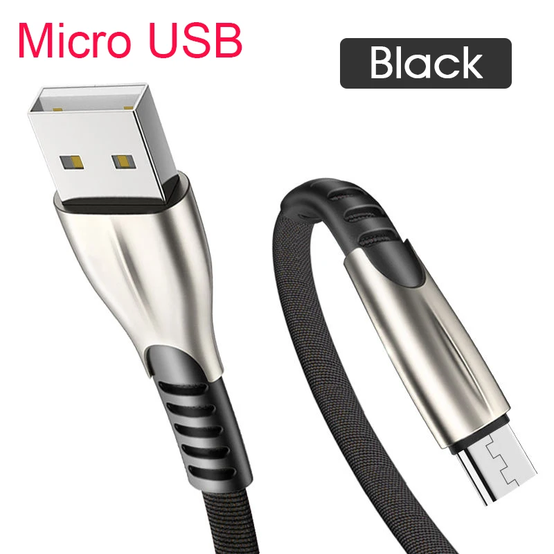 Black Кабель micro usb 3A для Samsung Micro USB кабель для android-устройств для мобильного телефона xiaomi кабель для быстрой зарядки huawei micro-usb - Цвет: Black