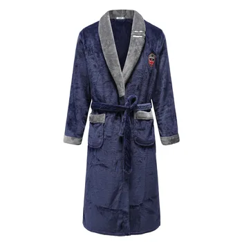 

Lady Kimono Bathrobe Gown V-neck Negligee Bathrobe With Belt Nightwear Solid Colour Sleepwear Coral Fleece Home Clothing