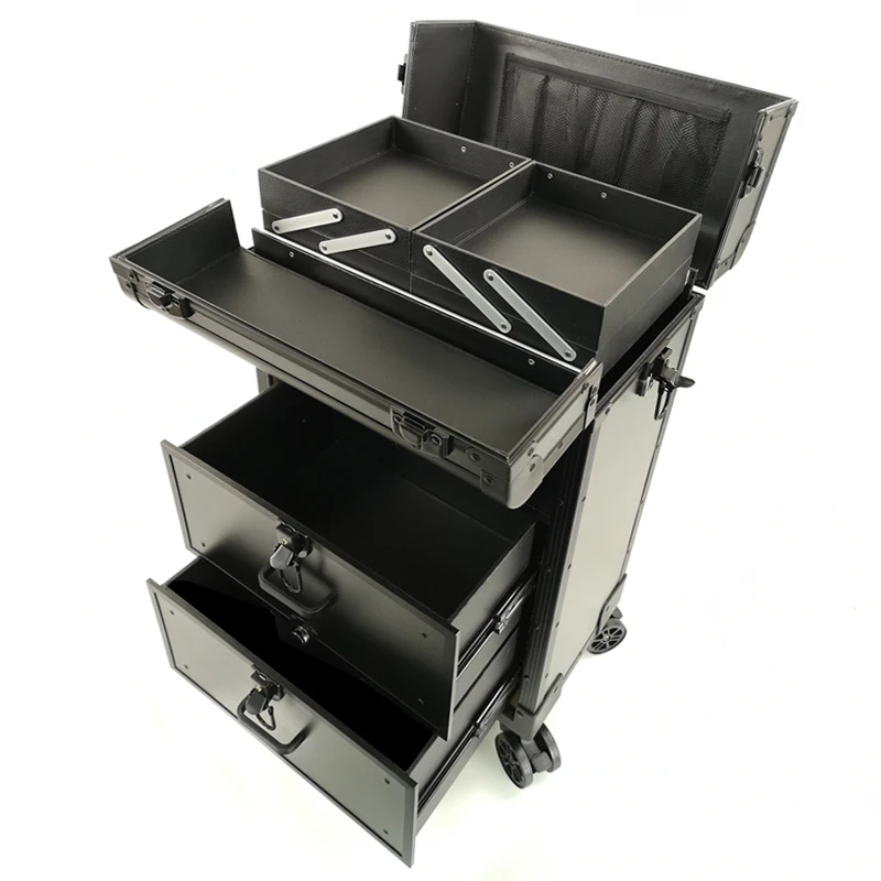 Professional trolley cosmetic luggage large-capacity follow-up makeup nail tattoo hairdressing beauty multi-layer toolbox rolling luggage trolley folding luggage trolley