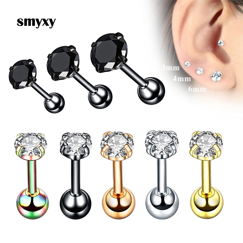 1 Pair Medical Stainless Steel Crystal Zircon Ear Studs Earrings For