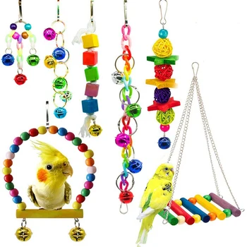

7 Pack Bird Parrot Toys,Colorful Bird Chewing Toys Swing Toy Hanging Toy Bird Cage Toys Small Parakeets Cockatiels,Conures,Macaw