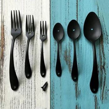 

Creative Furniture Small Handle Spoon Fork Cutlery Cupboard Wardrobe Knob Paint Black Cabinet Door Cabinet Drawer Pull and Pens