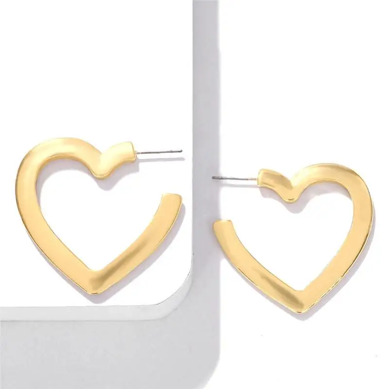 Punk Fashion Jewelry Heart Big Hoop Earrings Women Lady Large Geometric