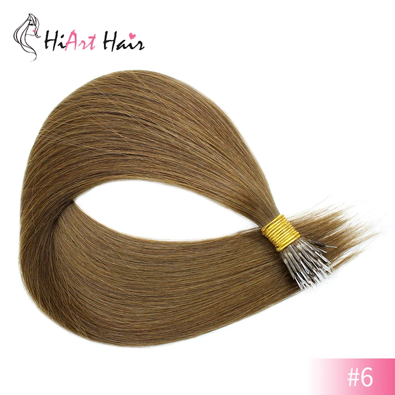 HiArt 0,8 г нано-кольцо для наращивания волос, человеческие волосы remy для наращивания на микро-кольцах, волосы для наращивания, двойное нарисованное нано-наращивание волос 1" 20" 22"